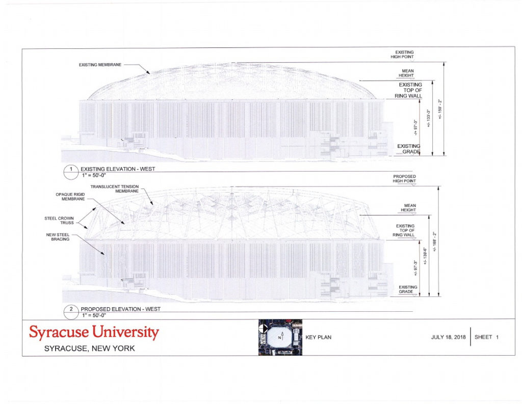 Syracuse University’s new Carrier Dome roof design plans