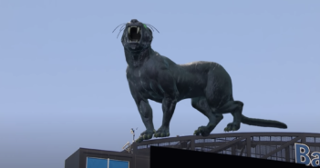 Giant mixed-reality panther unleashed at Bank of America Stadium